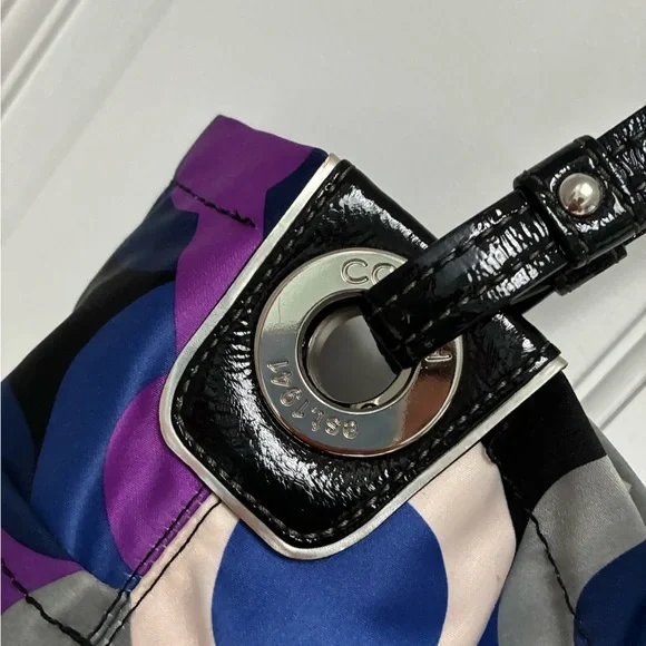 Coach Blue and Purple Circle Pattern Tote - Picture 3 of 16